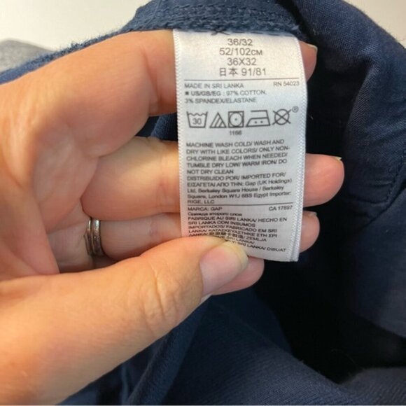 GAP Navy Blue Slim Cozy Stretch Twill Khakis, size 36x32 - Picture 8 of 9